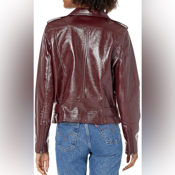PARKER woman’s burgundy moto jacket NWOT worn once to try on size M - Picture 2 of 8